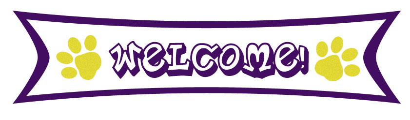 Welcome banner with pawprints